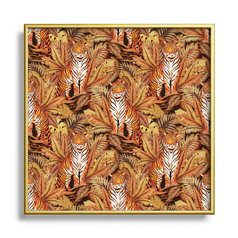 Avenie Autumn Jungle Tiger Pattern Metal Square Framed Art Print