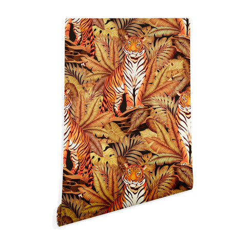 Avenie Autumn Jungle Tiger Pattern Wallpaper