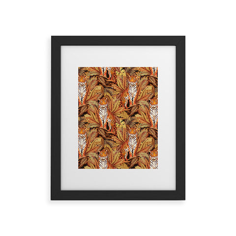 Avenie Autumn Jungle Tiger Pattern Framed Art Print