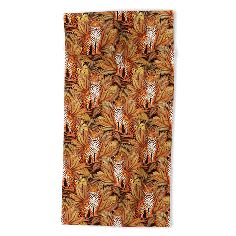 Avenie Autumn Jungle Tiger Pattern Beach Towel