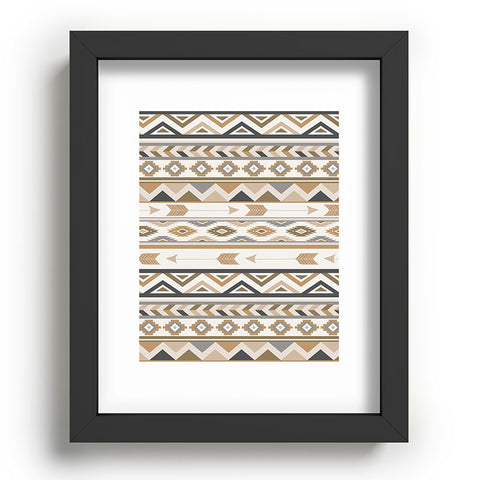 Avenie Aztec Pattern Earth Tones Recessed Framing Rectangle