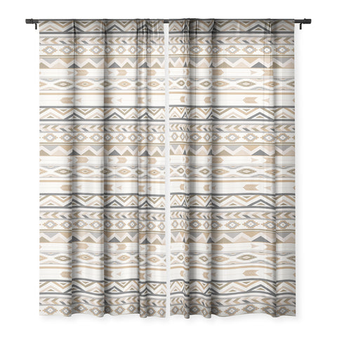 Avenie Aztec Pattern Earth Tones Sheer Non Repeat