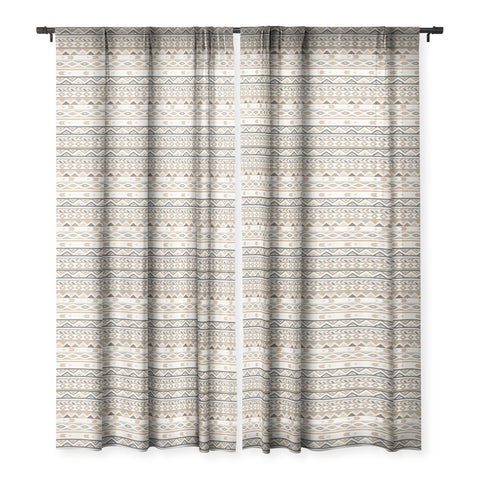 Avenie Aztec Pattern Earth Tones Sheer Window Curtain