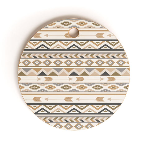 Avenie Aztec Pattern Earth Tones Cutting Board Round