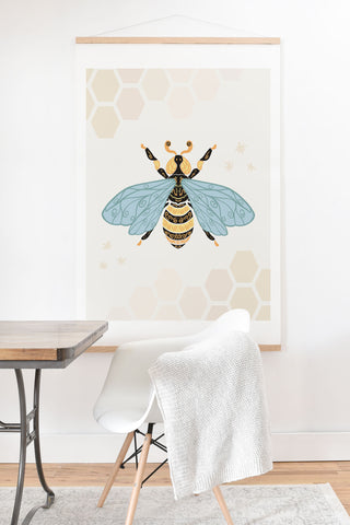Avenie Bee and Honey Comb Art Print And Hanger
