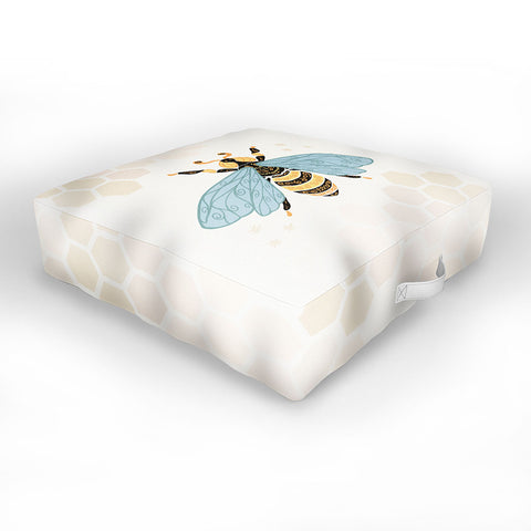 Avenie Bee and Honey Comb Outdoor Floor Cushion