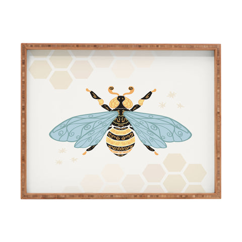 Avenie Bee and Honey Comb Rectangular Tray
