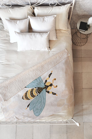 Avenie Bee and Honey Comb Fleece Throw Blanket