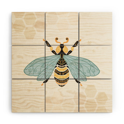 Avenie Bee and Honey Comb Wood Wall Mural
