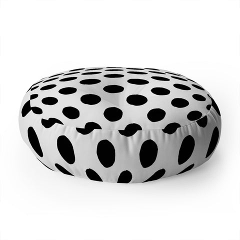 Avenie Big Polka Dots Black and White Floor Pillow Round