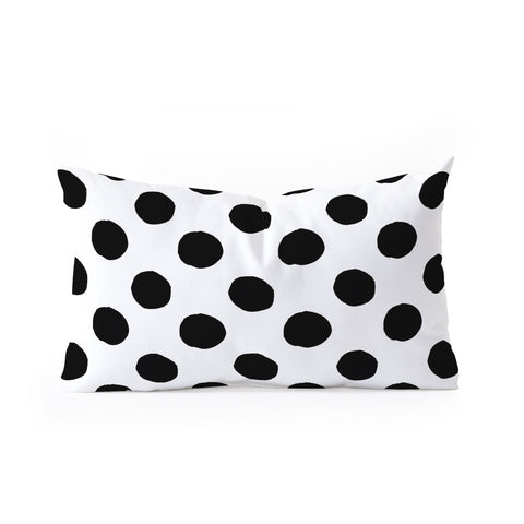 Avenie Big Polka Dots Black and White Oblong Throw Pillow