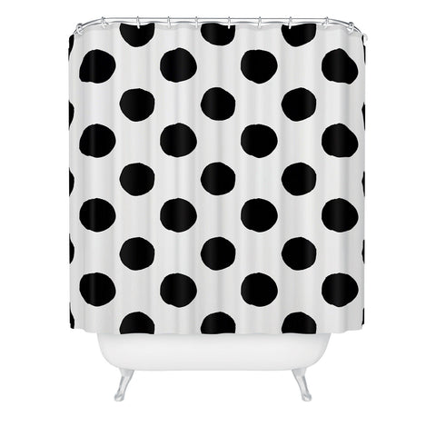 Avenie Big Polka Dots Black and White Shower Curtain