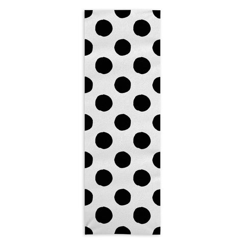 Avenie Big Polka Dots Black and White Yoga Towel