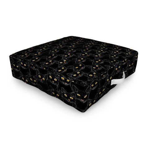 Avenie Black Cat Portraits Outdoor Floor Cushion