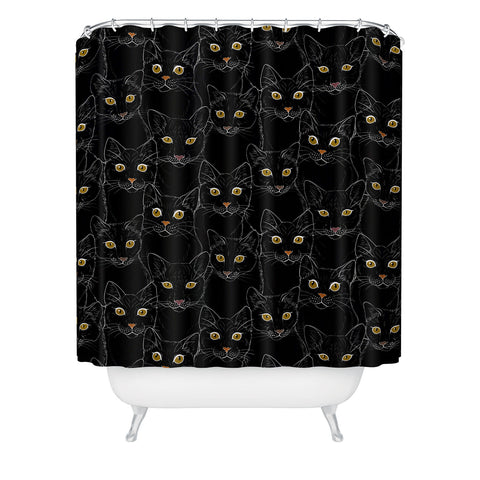Avenie Black Cat Portraits Shower Curtain