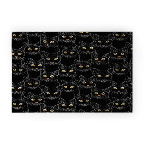 Avenie Black Cat Portraits Welcome Mat