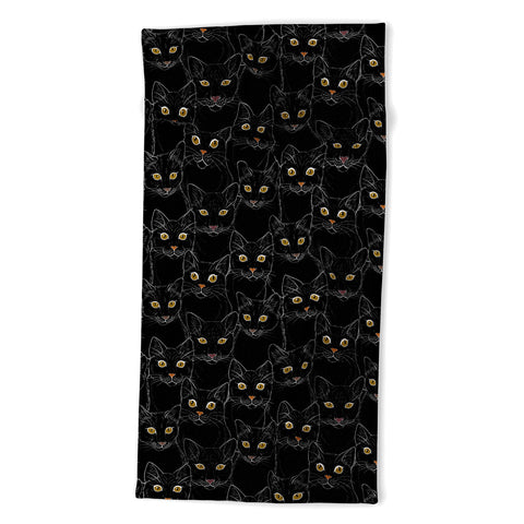 Avenie Black Cat Portraits Beach Towel