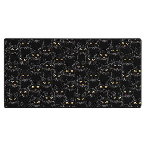 Avenie Black Cat Portraits Desk Mat
