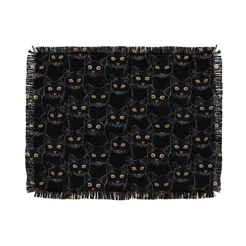 Avenie Black Cat Portraits Throw Blanket