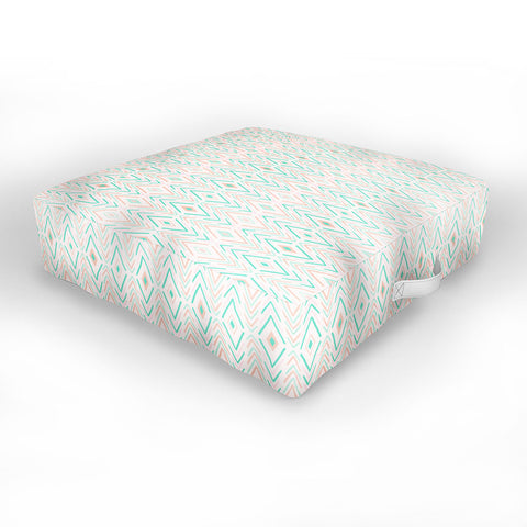 Avenie Bohemian Diamonds Mint Outdoor Floor Cushion