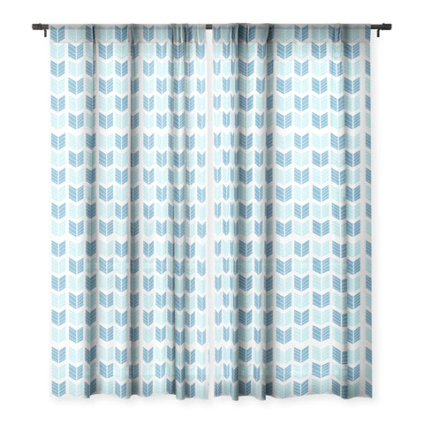 Avenie Boho Arrows Light Blue Sheer Window Curtain