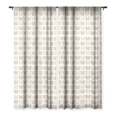 Avenie Boho Arrows Neutral Sheer Window Curtain