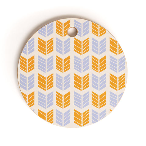 Avenie Boho Arrows Orange and Blue Cutting Board Round