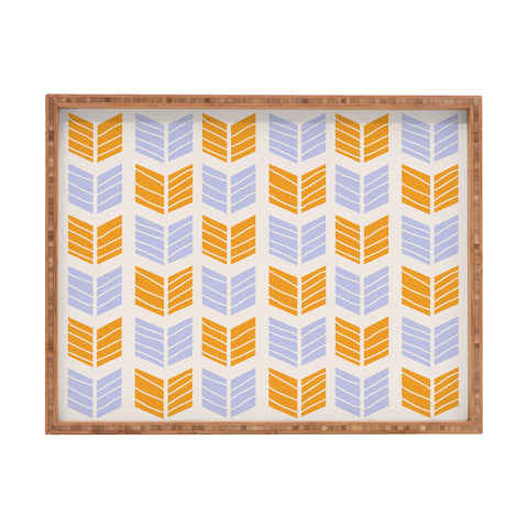 Avenie Boho Arrows Orange and Blue Rectangular Tray