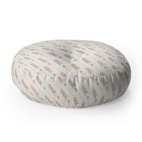 Avenie Boho Diagonal Arrows Neutral Floor Pillow Round