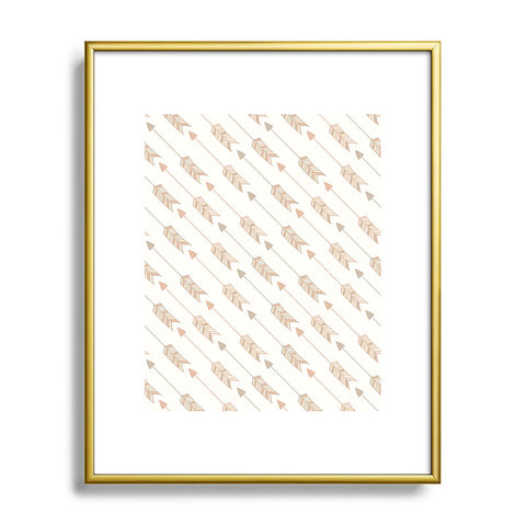 Avenie Boho Diagonal Arrows Neutral Metal Framed Art Print