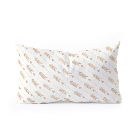 Avenie Boho Diagonal Arrows Neutral Oblong Throw Pillow