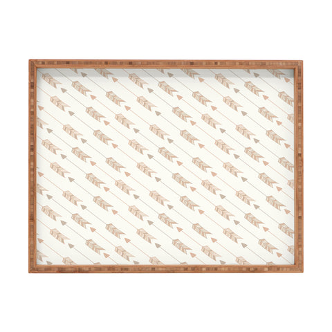 Avenie Boho Diagonal Arrows Neutral Rectangular Tray