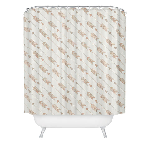 Avenie Boho Diagonal Arrows Neutral Shower Curtain