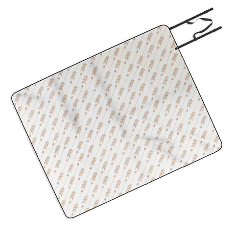 Avenie Boho Diagonal Arrows Neutral Picnic Blanket