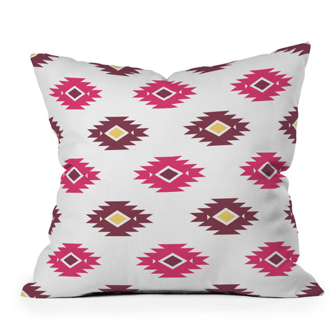Avenie Boho Diamond Pink Throw Pillow