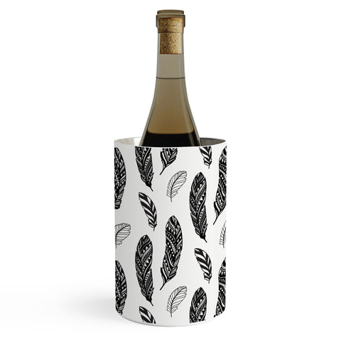 Avenie Boho Feathers Black and White Wine Chiller