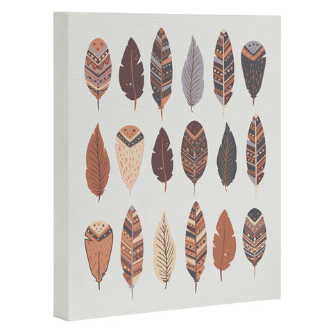 Avenie Boho Feathers Earth Tones Art Canvas