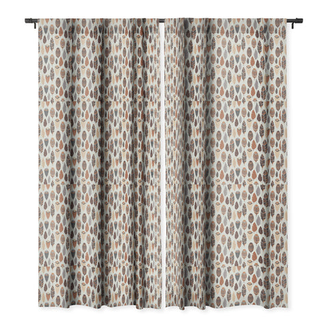 Avenie Boho Feathers Earth Tones Blackout Window Curtain