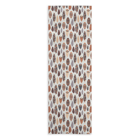Avenie Boho Feathers Earth Tones Yoga Towel