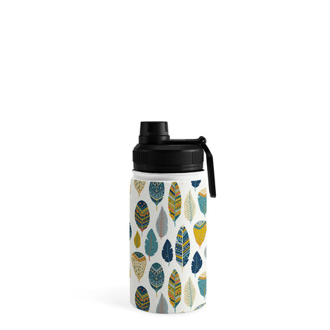 Avenie Boho Feathers Orange and Teal Water Bottle