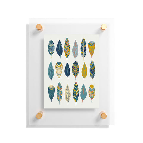 Avenie Boho Feathers Orange and Teal Floating Acrylic Print