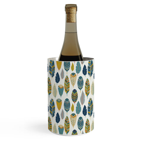 Avenie Boho Feathers Orange and Teal Wine Chiller
