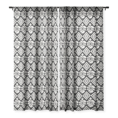 Avenie Boho Gem Black Sheer Window Curtain