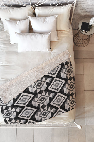 Avenie Boho Gem Black Fleece Throw Blanket