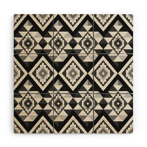 Avenie Boho Gem Black Wood Wall Mural