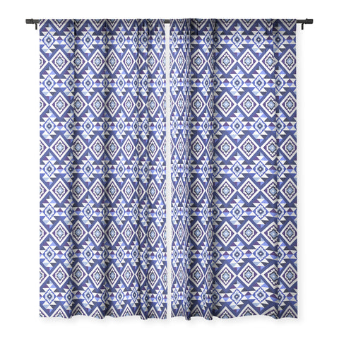Avenie Boho Gem Blue Sheer Window Curtain