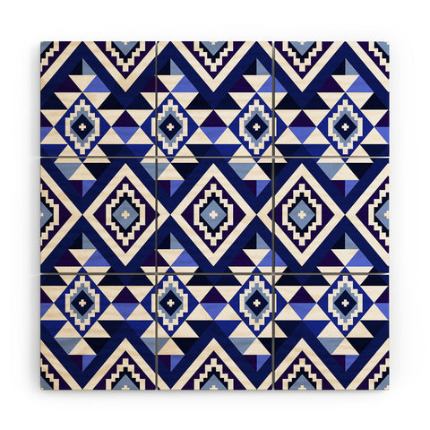 Avenie Boho Gem Blue Wood Wall Mural