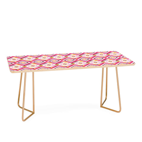 Avenie Boho Gem Pink and Yellow Coffee Table