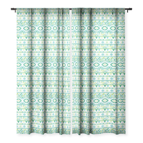 Avenie Boho Harmony Green Sheer Window Curtain