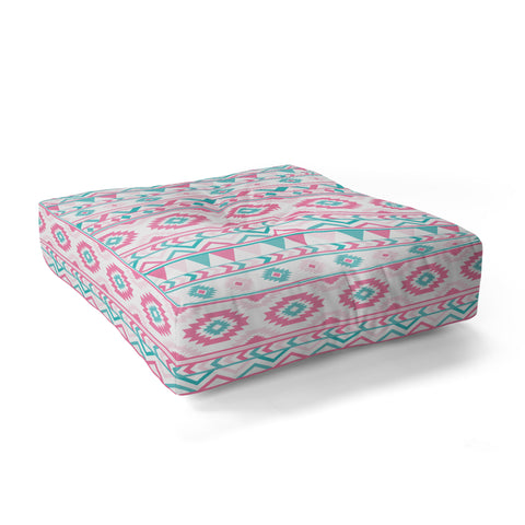 Avenie Boho Harmony Pink and Teal Floor Pillow Square